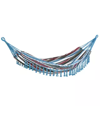 Hamaca Doble Portátil de Algodón 285x150 cm con Bolsa de Transporte para Exteriores Patio Jardín Playa Camping Carga 120 kg Mult