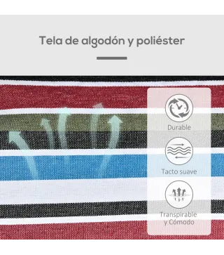 Hamaca Doble Portátil de Algodón 285x150 cm con Bolsa de Transporte para Exteriores Patio Jardín Playa Camping Carga 120 kg Mult