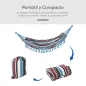 Hamaca Doble Portátil de Algodón 285x150 cm con Bolsa de Transporte para Exteriores Patio Jardín Playa Camping Carga 120 kg Mult