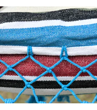 Hamaca Doble Portátil de Algodón 285x150 cm con Bolsa de Transporte para Exteriores Patio Jardín Playa Camping Carga 120 kg Mult