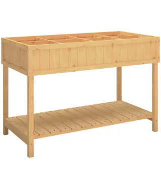 Huerto Urbano de Madera Mesa de Cultivo con Estante Inferior Jardinera Elevada para Cultivo 110x46x76 cm Natural