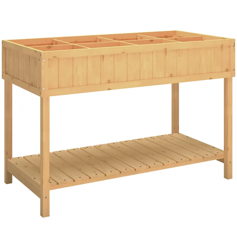 Huerto Urbano de Madera Mesa de Cultivo con Estante Inferior Jardinera Elevada para Cultivo 110x46x76 cm Natural
