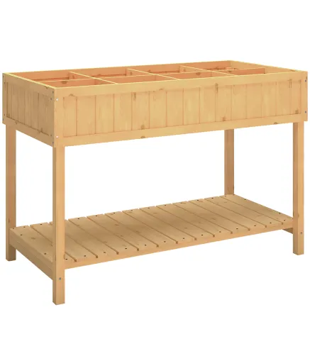 Huerto Urbano de Madera Mesa de Cultivo con Estante Inferior Jardinera Elevada para Cultivo 110x46x76 cm Natural