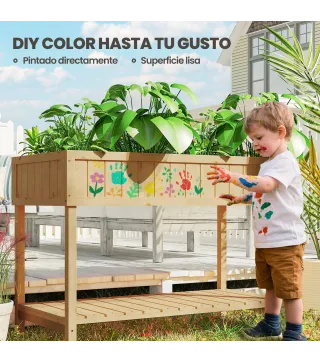 Huerto Urbano de Madera Mesa de Cultivo con Estante Inferior Jardinera Elevada para Cultivo 110x46x76 cm Natural
