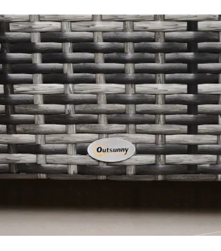 Mesa Exterior Terraza de Ratán Sintético Mesa Auxiliar con Vidrio Templado para Terraza Patio Balcón 85x50x39 cm Gris