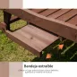 Tumbona de Madera Exterior Silla Reclinable de Jardín con 2 Ruedas Respaldo Ajustable y 1 Bandeja Carga 113 kg Natural