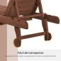 Tumbona de Madera Exterior Silla Reclinable de Jardín con 2 Ruedas Respaldo Ajustable y 1 Bandeja Carga 113 kg Natural