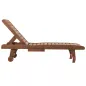 Tumbona de Madera Exterior Silla Reclinable de Jardín con 2 Ruedas Respaldo Ajustable y 1 Bandeja Carga 113 kg Natural
