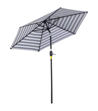 Sombrilla de Jardín Ø230x216 cm con Apertura Manual Ángulo Ajustable e Impermeable para Terraza Piscina Azul y Blanco