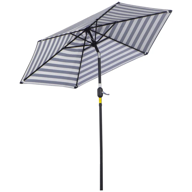 Sombrilla de Jardín Ø230x216 cm con Apertura Manual Ángulo Ajustable e Impermeable para Terraza Piscina Azul y Blanco