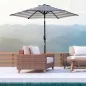 Sombrilla de Jardín Ø230x216 cm con Apertura Manual Ángulo Ajustable e Impermeable para Terraza Piscina Azul y Blanco