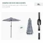 Sombrilla de Jardín Ø230x216 cm con Apertura Manual Ángulo Ajustable e Impermeable para Terraza Piscina Azul y Blanco
