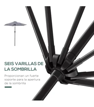 Sombrilla de Jardín Ø230x216 cm con Apertura Manual Ángulo Ajustable e Impermeable para Terraza Piscina Azul y Blanco