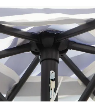 Sombrilla de Jardín Ø230x216 cm con Apertura Manual Ángulo Ajustable e Impermeable para Terraza Piscina Azul y Blanco