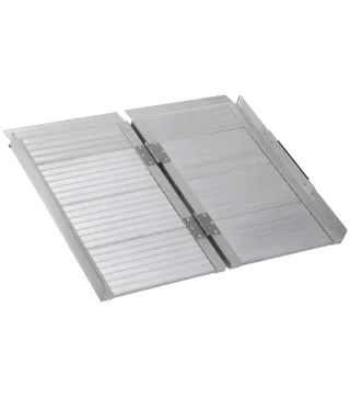 Rampa para Sillas de Ruedas Plegable 61 cm Carga 270 kg Rampa Portátil de Aluminio con Bordes de Seguridad Plata