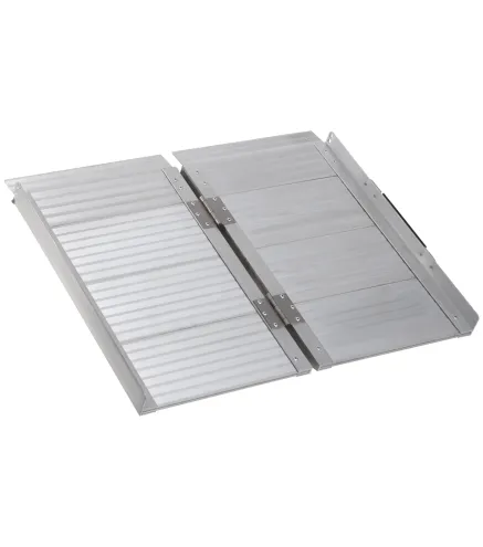 Rampa para Sillas de Ruedas Plegable 61 cm Carga 270 kg Rampa Portátil de Aluminio con Bordes de Seguridad Plata