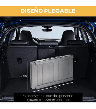 Rampa para Sillas de Ruedas Plegable 61 cm Carga 270 kg Rampa Portátil de Aluminio con Bordes de Seguridad Plata