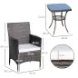 Conjunto de Muebles para Jardín Juegos de Muebles de Ratán Incluye 1 Mesa y 2 Sillones con Cojines Estructura de Metal para Terr