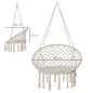Silla Colgante Redondo de Ø60 cm Silla Hamaca Columpio con Cojín y Cuerda de Algodón para Interior y Exterior Carga 120 kg 80x80
