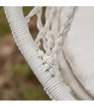 Silla Colgante Redondo de Ø60 cm Silla Hamaca Columpio con Cojín y Cuerda de Algodón para Interior y Exterior Carga 120 kg 80x80