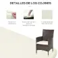 Conjunto de Muebles para Jardín Juegos de Muebles de Ratán Incluye 1 Mesa y 2 Sillones con Cojines Estructura de Metal para Terr