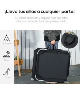 Tumbona Jardín Exterior Plegable con Respaldo Ajustable en 5 Posiciones Carga 120 kg para Terraza 187x55x24 cm Negro