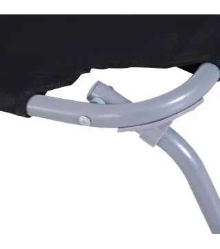 Tumbona Jardín Exterior Plegable con Respaldo Ajustable en 5 Posiciones Carga 120 kg para Terraza 187x55x24 cm Negro