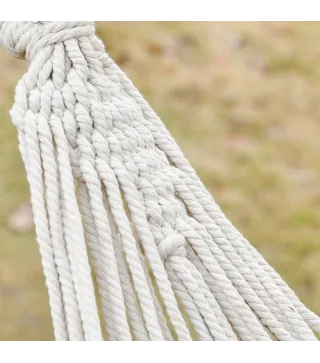 Hamaca de Jardín Estilo Boho 288x150 cm con Bolsa de Transporte Carga 120 kg Hamaca para Patio Terraza Balcón Crema