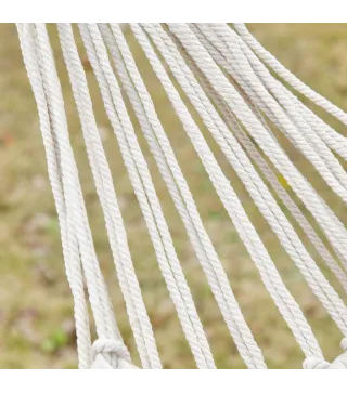 Hamaca de Jardín Estilo Boho 288x150 cm con Bolsa de Transporte Carga 120 kg Hamaca para Patio Terraza Balcón Crema