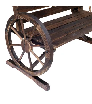 Banco de Madera para Exteriores con Apoyabrazos en Forma de Rueda Aspecto Envejecido Jardín Balcón Terraza 105,5x59x75 c