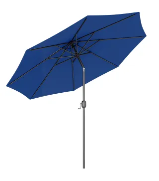 Sombrilla de Jardín Ø295x250cm con Mecanismo de Inclinación y Poste Desmontable de Metal para Terraza Piscina Patio Azul