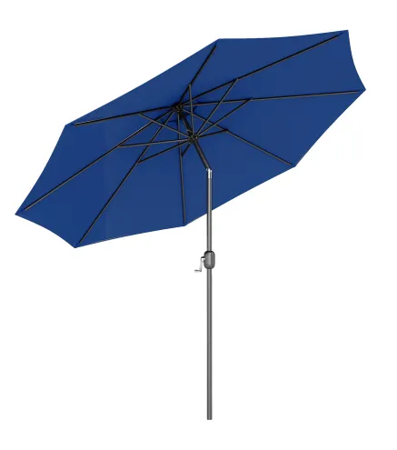 Sombrilla de Jardín Ø295x250cm con Mecanismo de Inclinación y Poste Desmontable de Metal para Terraza Piscina Patio Azul