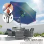 Sombrilla de Jardín Ø295x250cm con Mecanismo de Inclinación y Poste Desmontable de Metal para Terraza Piscina Patio Azul