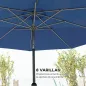 Sombrilla de Jardín Ø295x250cm con Mecanismo de Inclinación y Poste Desmontable de Metal para Terraza Piscina Patio Azul