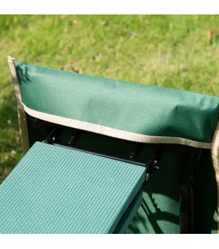 Taburete de Jardín Plegable con Bolsa para Herramientas Protección Cojín Rodillas Asiento de Jardín con Almohadilla Altu