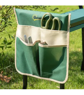 Taburete de Jardín Plegable con Bolsa para Herramientas Protección Cojín Rodillas Asiento de Jardín con Almohadilla Altu