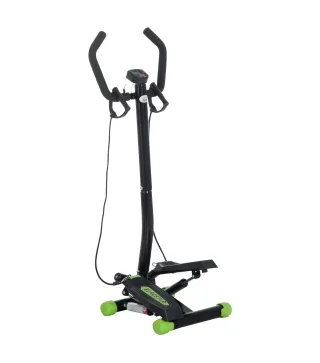 Máquina de Step Stepper Fitness con Manillar Pantalla LCD Cintas y Pedales Antideslizantes 40x40x118cm Negro