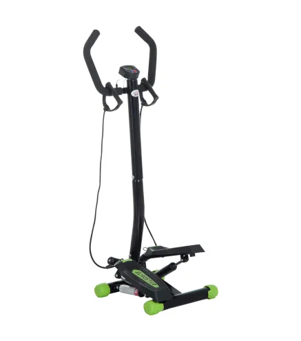 Máquina de Step Stepper Fitness con Manillar Pantalla LCD Cintas y Pedales Antideslizantes 40x40x118cm Negro