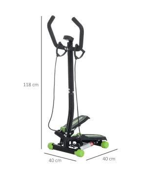 Máquina de Step Stepper Fitness con Manillar Pantalla LCD Cintas y Pedales Antideslizantes 40x40x118cm Negro