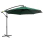 Sombrilla de Jardín Ø300x250 cm Parasol Excéntrico Inclinable con Manivela Base Cruzada y Soporte de Acero Verde