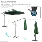 Sombrilla de Jardín Ø300x250 cm Parasol Excéntrico Inclinable con Manivela Base Cruzada y Soporte de Acero Verde