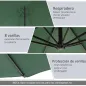 Sombrilla de Jardín Ø300x250 cm Parasol Excéntrico Inclinable con Manivela Base Cruzada y Soporte de Acero Verde