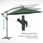 Sombrilla de Jardín Ø300x250 cm Parasol Excéntrico Inclinable con Manivela Base Cruzada y Soporte de Acero Verde
