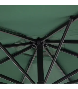 Sombrilla de Jardín Ø300x250 cm Parasol Excéntrico Inclinable con Manivela Base Cruzada y Soporte de Acero Verde