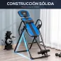 Tabla de Inversión Plegable con Ruedas Altura Ajustable 140-203 cm con Cinturón de Seguridad Carga 110kg Negro y Azul