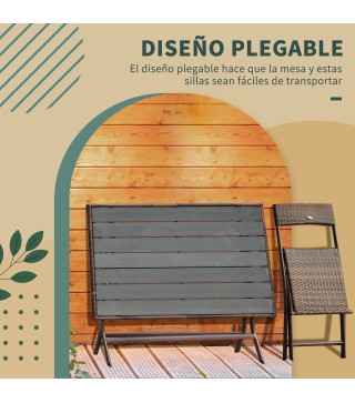Conjunto de Mesa Sillas Ratán