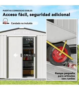 Caseta de Jardín 277x195x192 cm Cobertizo de Exterior Metálico para Almacenamiento de Herramientas Plata y Gris