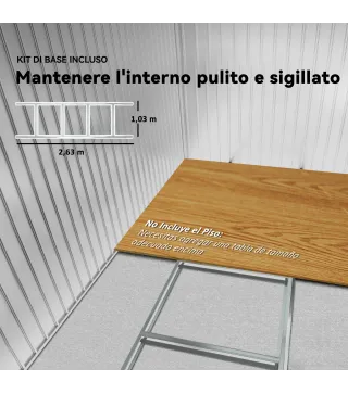 Caseta de Jardín 277x195x192 cm Cobertizo de Exterior Metálico para Almacenamiento de Herramientas Plata y Gris