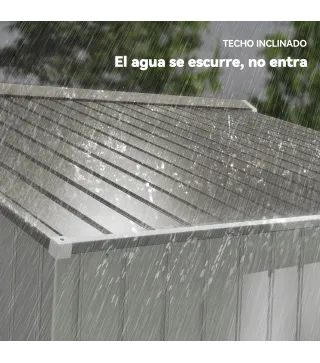 Caseta de Jardín 277x195x192 cm Cobertizo de Exterior Metálico para Almacenamiento de Herramientas Plata y Gris