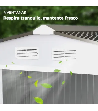 Caseta de Jardín 277x195x192 cm Cobertizo de Exterior Metálico para Almacenamiento de Herramientas Plata y Gris